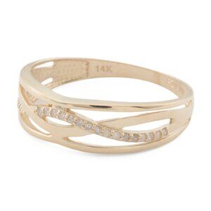 GEMOLIO 14kt Gold Diamond Woven Band Ring